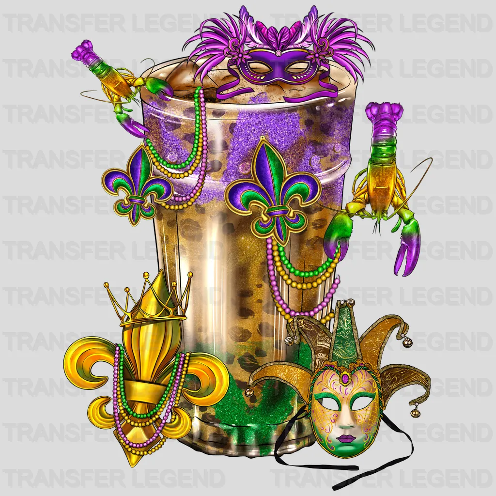 Glass Mardi Gras Design- Mardi Gras DTF heat transfer - transferlegend