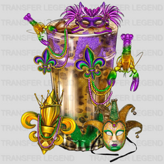 Glass Of Mardi Gras Design- Mardi Gras DTF heat transfer - transferlegend