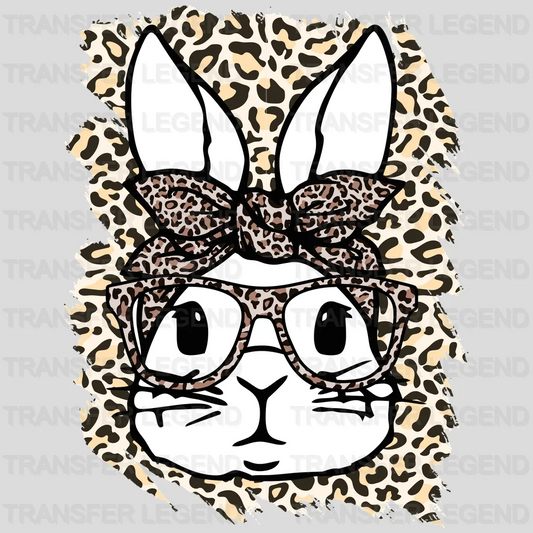 Leopard Rabbit With Glasses Easter Design - DTF heat transfer - transferlegend