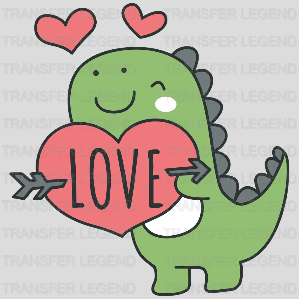 Dino Love Valentine's Day Design - DTF heat transfer - transferlegend