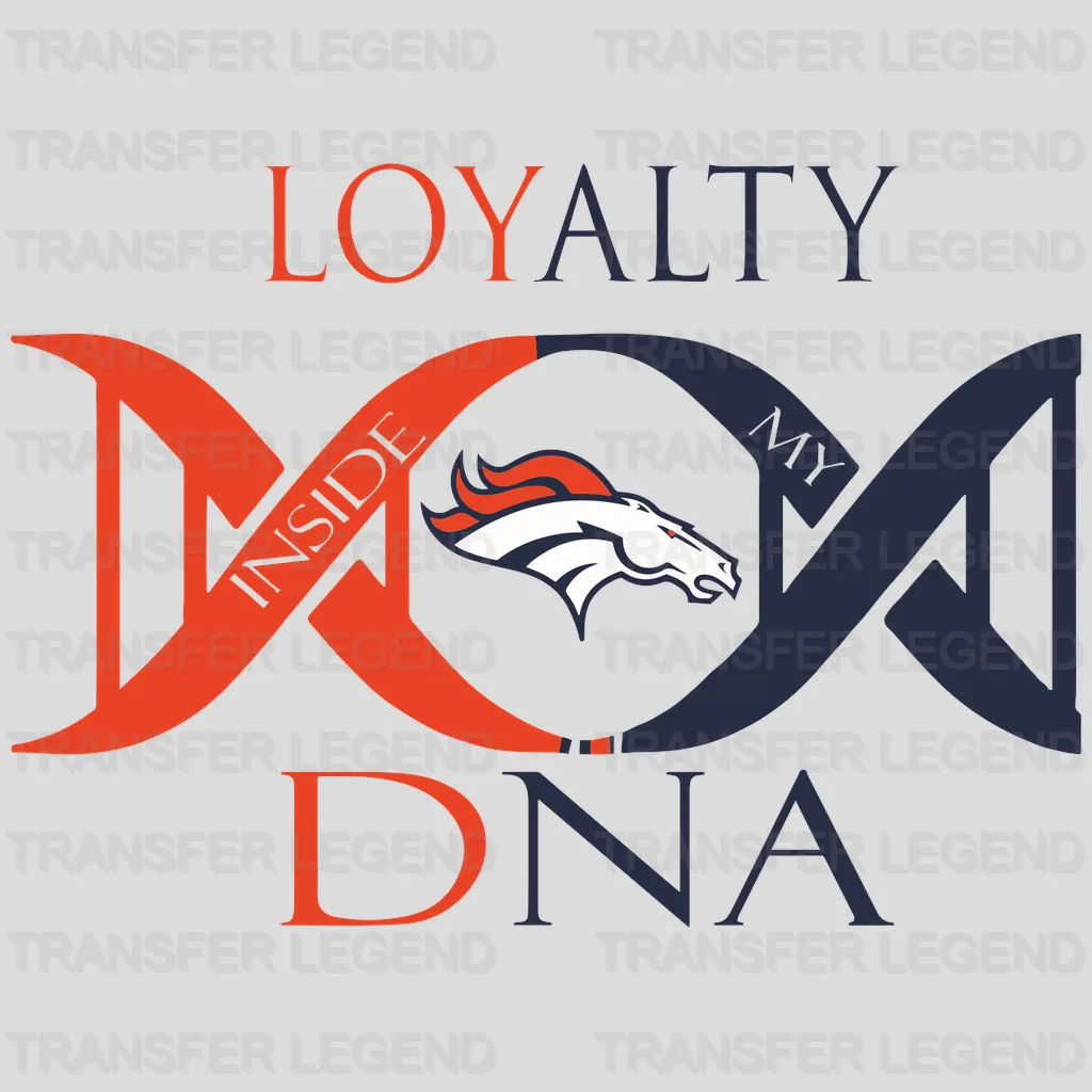 Denver Broncos Loyalty DNA Helix Emblem NFL Design - DTF Heat Transfer