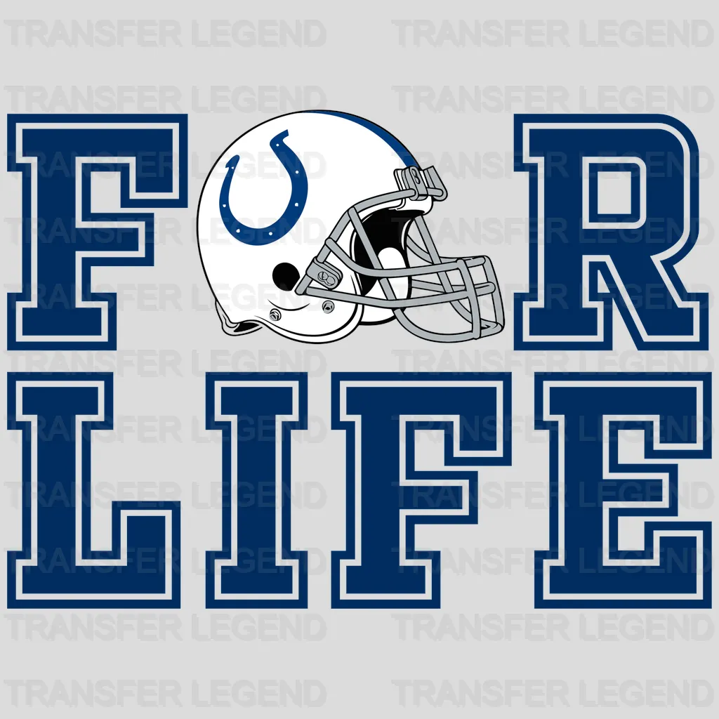 Indianapolis Colts FOR LIFE Wordmark with Football NFL Design - DTF Heat Transfer