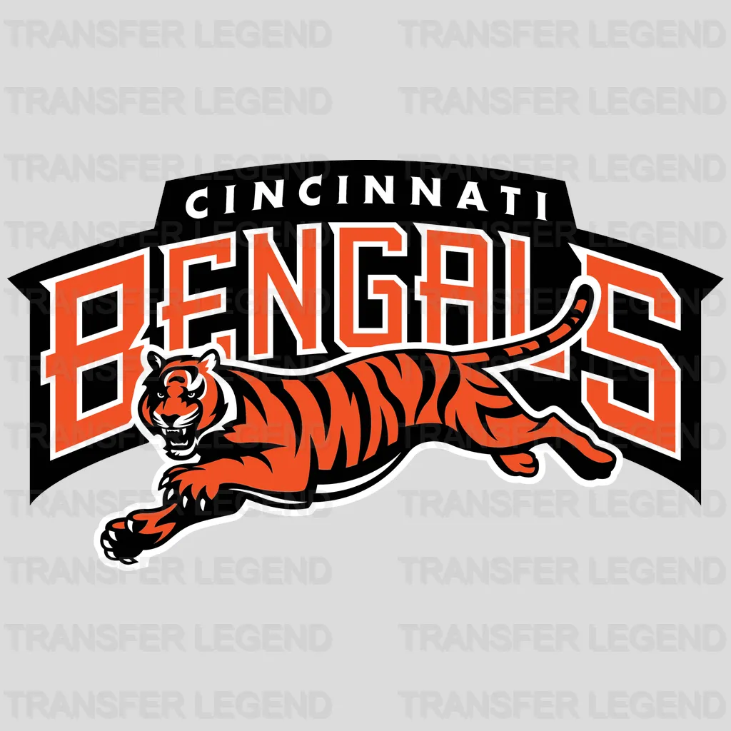 Cincinnati Bengals Running Tiger Mascot NFL Design - DTF Heat Transfer