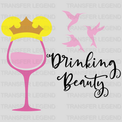 Mickey Ears Wine Glass Drinking Beauty Aurora Design - DTF heat transfer - transferlegend