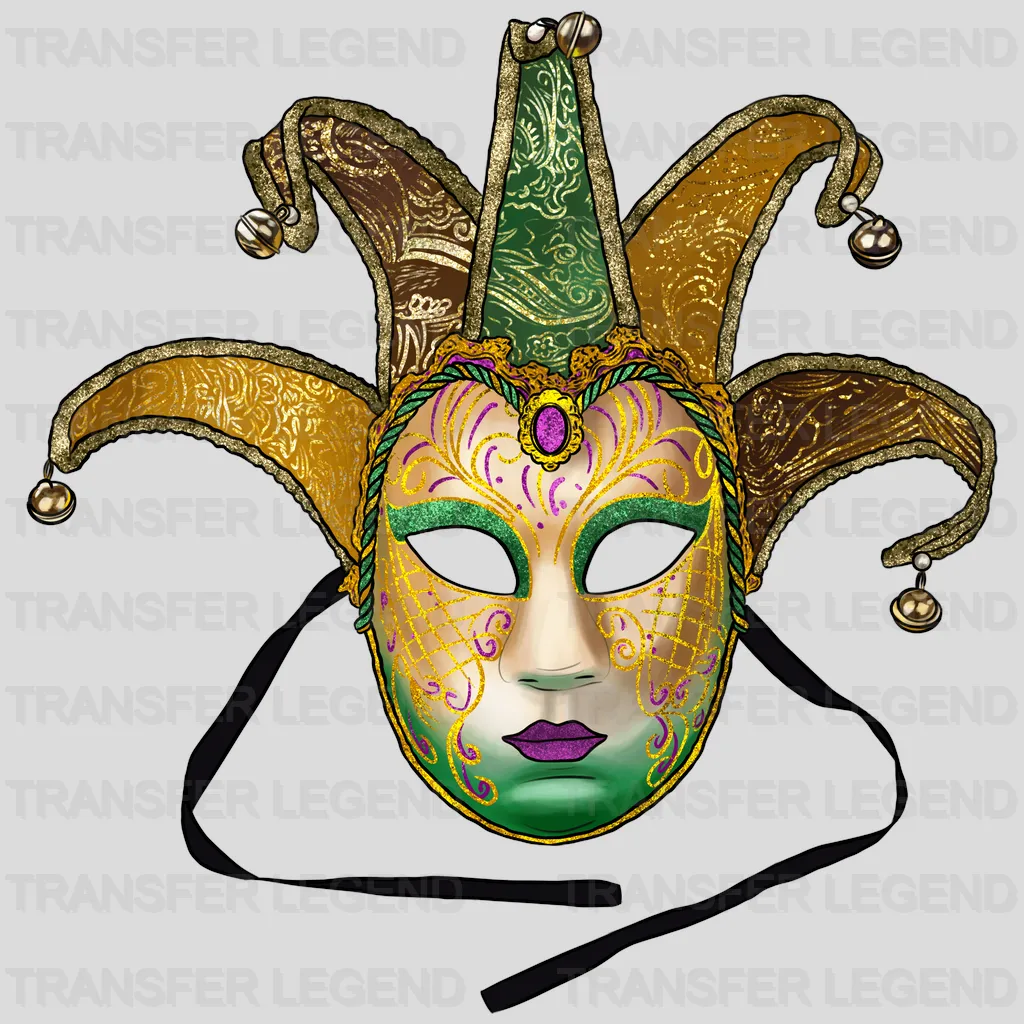 Mask Mardi Gras Design- Mardi Gras DTF heat transfer - transferlegend