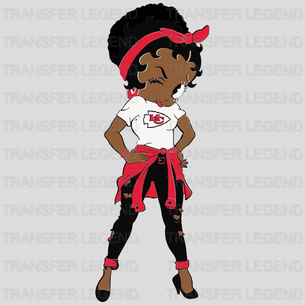 Kansas City Chiefs Pin‑up Girl Standing Illustration NFL Design - DTF Heat Transfer