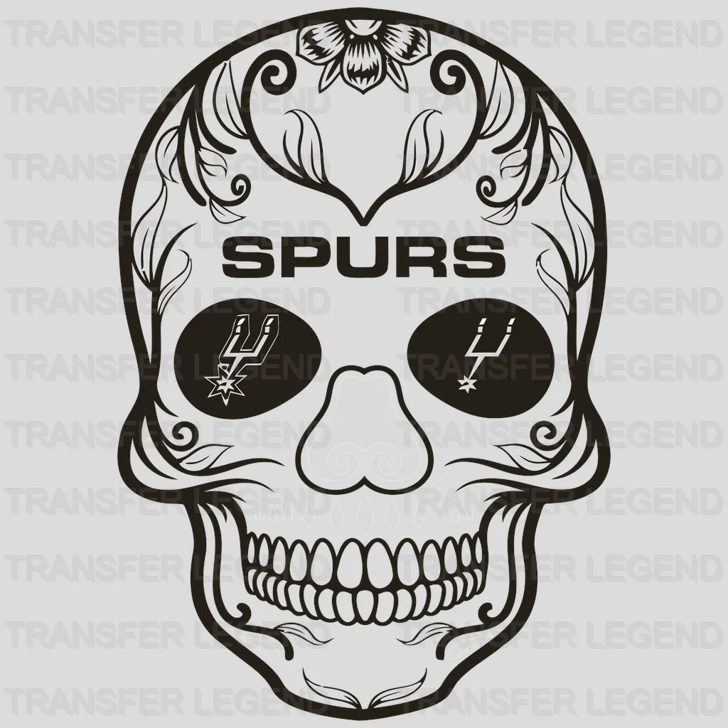 San Antonio Spurs Sugar Skull Calavera Emblem NBA Design - DTF Heat Transfer