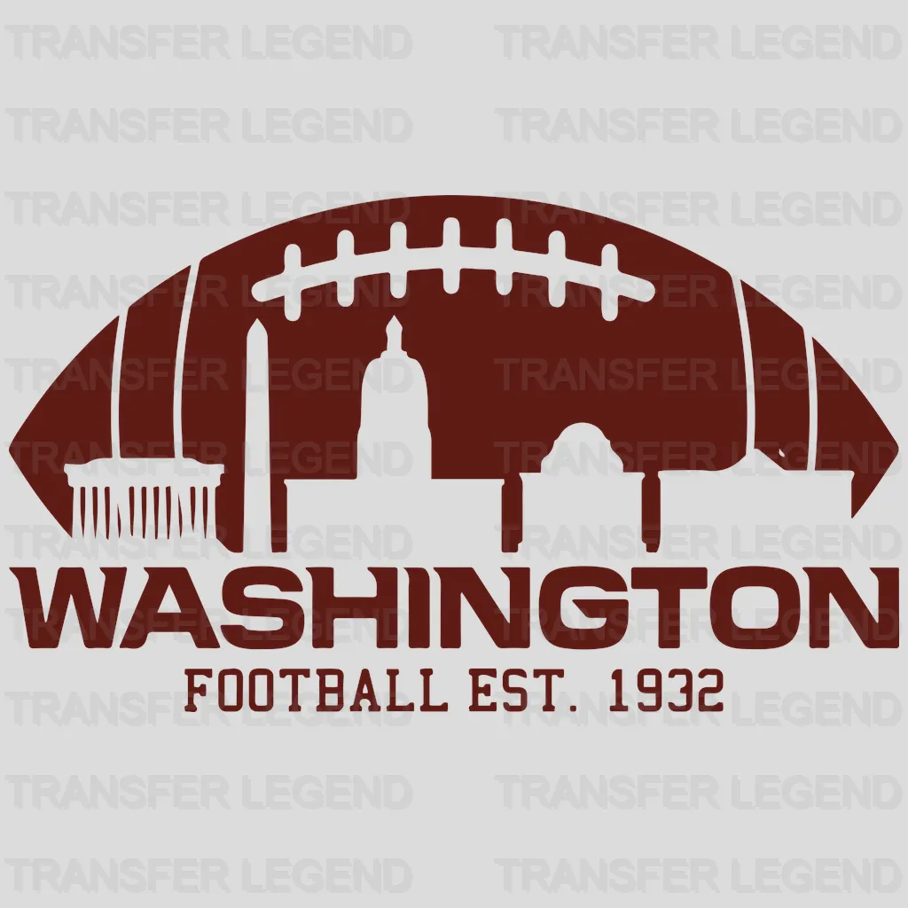 Washington Football Team City Skyline Wordmark NFL Design - DTF Heat Transfer