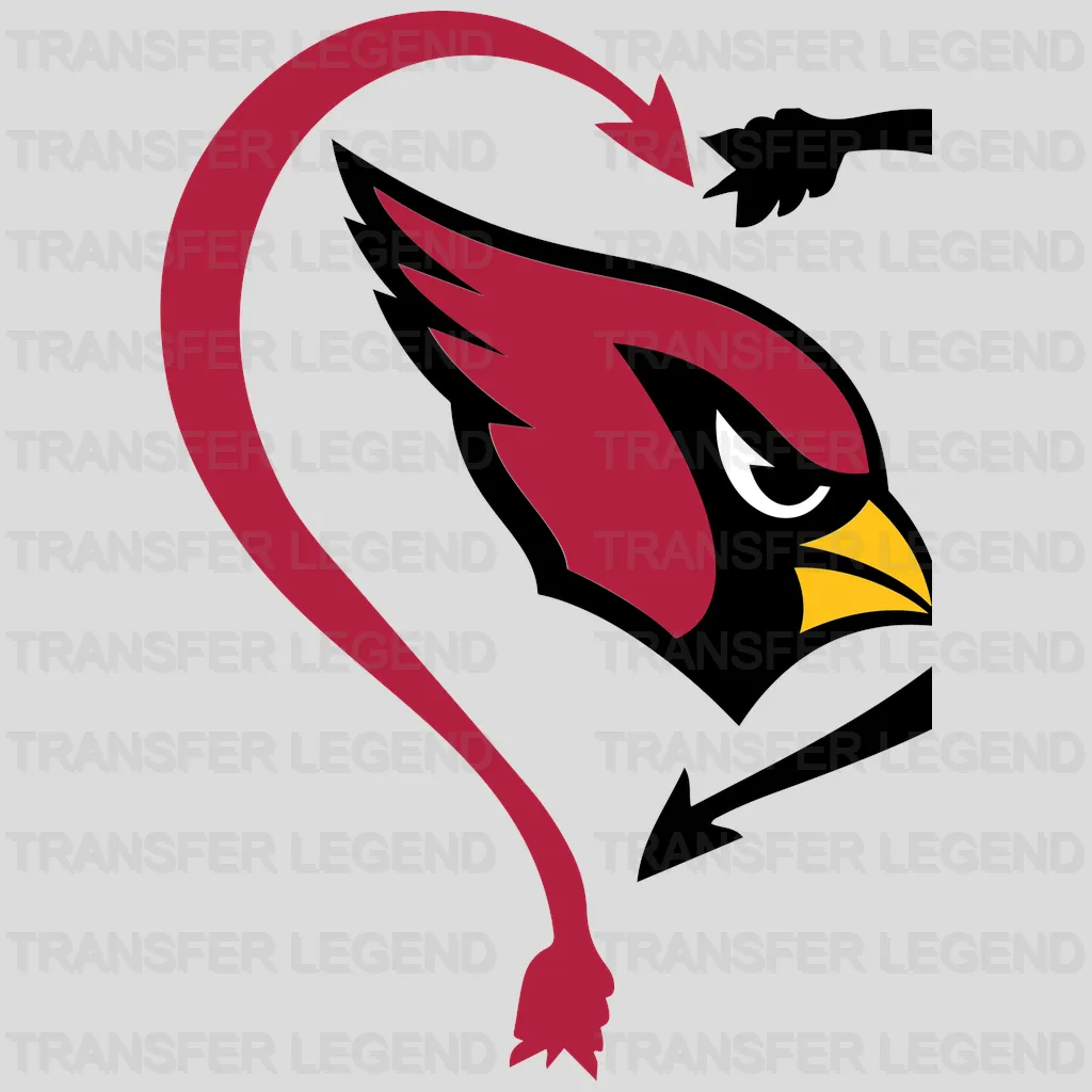 Arizona Cardinals Heart Swirl Head Emblem NFL Design - DTF Heat Transfer