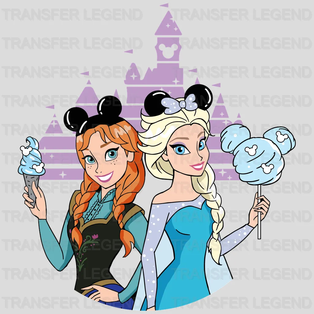 Frozen Elsa and Anna Disney Castle Design - DTF heat transfer - transferlegend