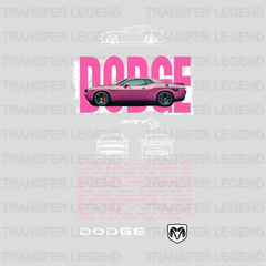 Dodge Challenger SRT Pink Cars Design - DTF Heat Transfer - transferlegend