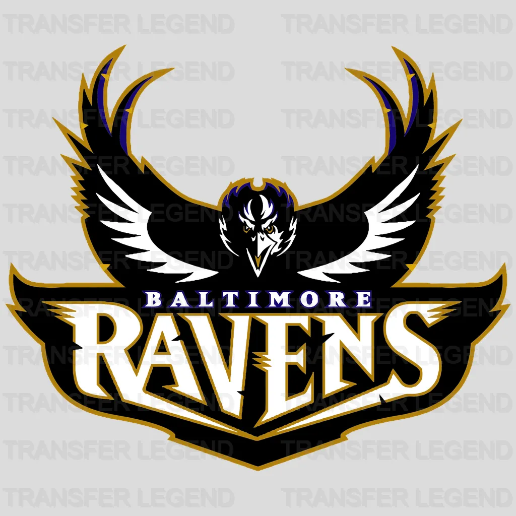 Baltimore Ravens Ornamental Wings Emblem NFL Design - DTF Heat Transfer