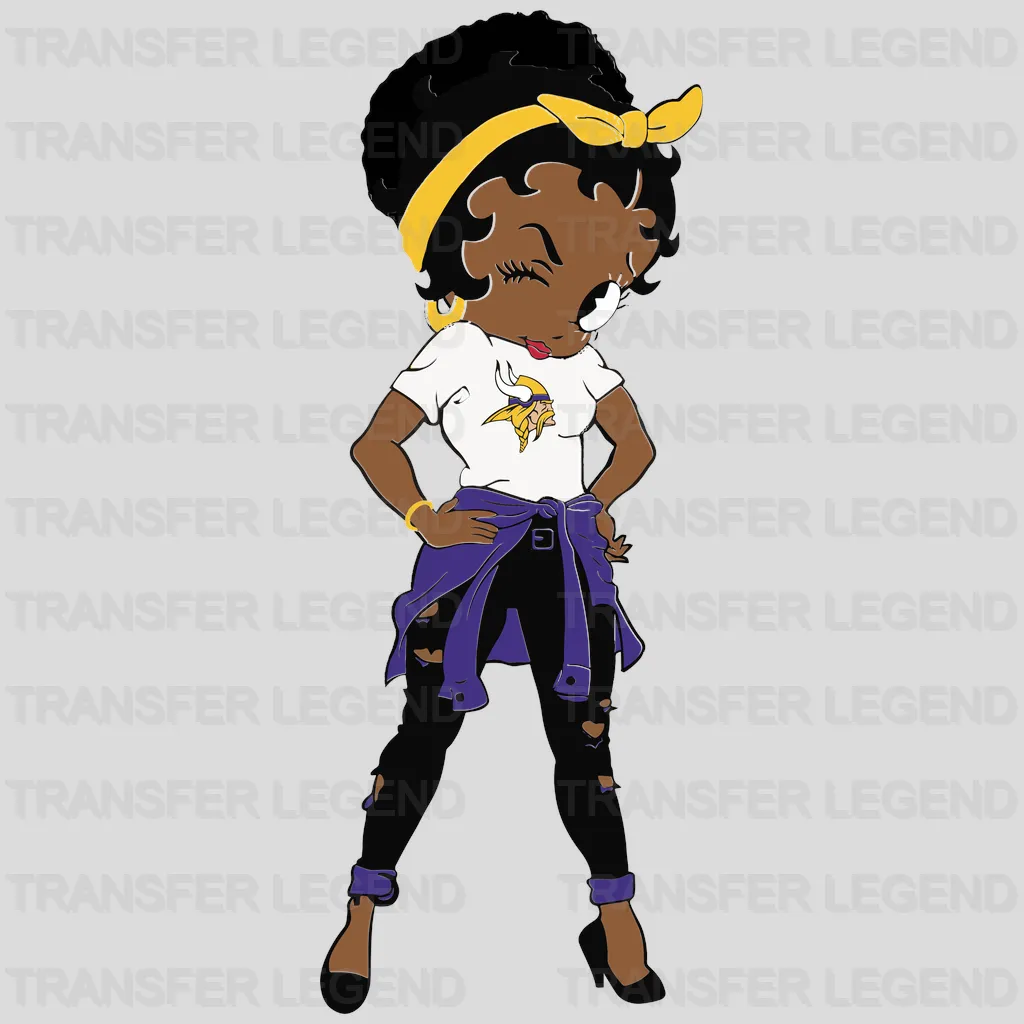 Minnesota Vikings Pin‑up Girl Standing Illustration NFL Design - DTF Heat Transfer