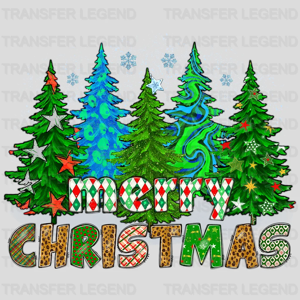 Merry Christmas Trees Design - DTF heat transfer - transferlegend