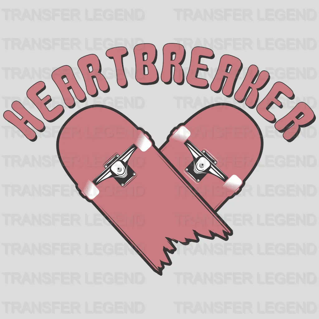 Heart Breaker Skateboard Anti Valentine's Day Design - DTF heat transfer - transferlegend