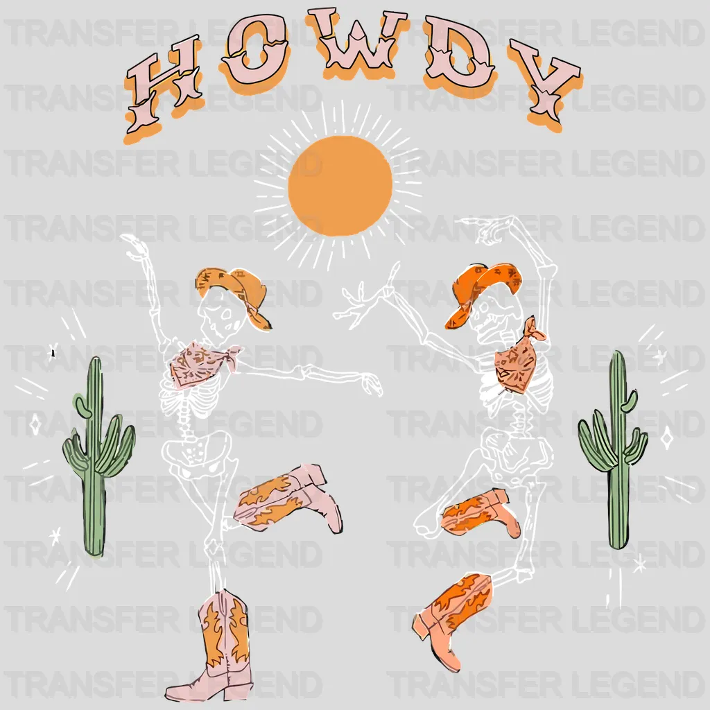 Howdy Dancing Skeletons Design - DTF heat transfer - transferlegend