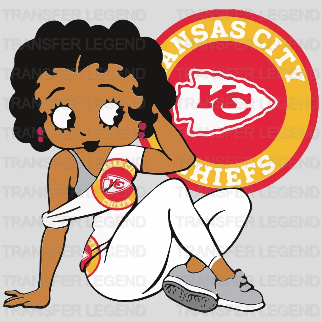 Kansas City Chiefs Pin‑up Girl Sitting Illustration NFL Design - DTF Heat Transfer