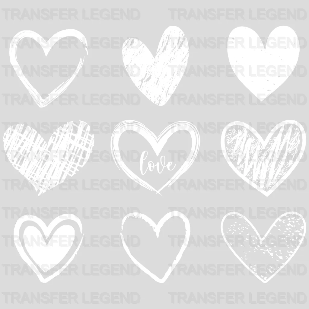 White Hearts Valentine's Day Design - DTF heat transfer - transferlegend