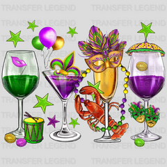 Mardi Gras Wine Glasses Design- DTF heat transfer - transferlegend