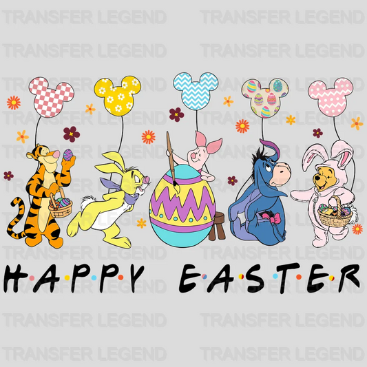 Happy Easter Winnie The Pooh Mickey Balloons Design- DTF heat transfer - transferlegend