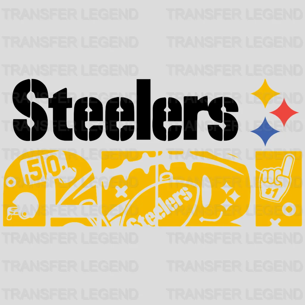 Pittsburgh Steelers “Steelers Gold” script with star, NFL design - DTF Heat Transfer