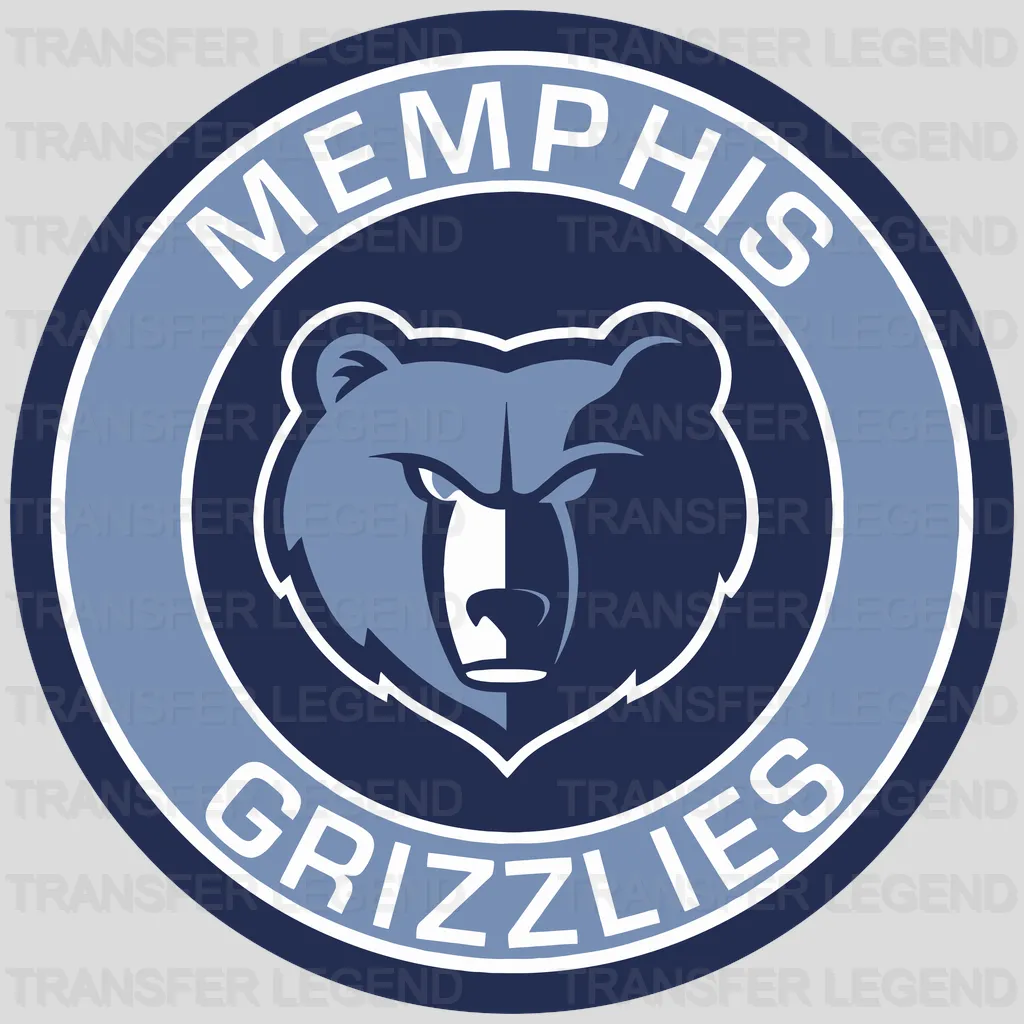 Memphis Grizzlies Circular Text Badge with Bear Head NBA Design - DTF Heat Transfer