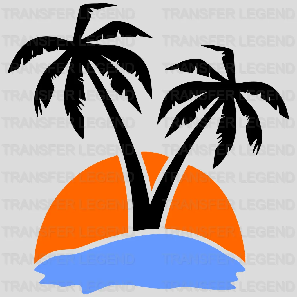 Island Palm Trees Summer UV DTF Transfer Cup Wrap UV DTF Sticker - transferlegend