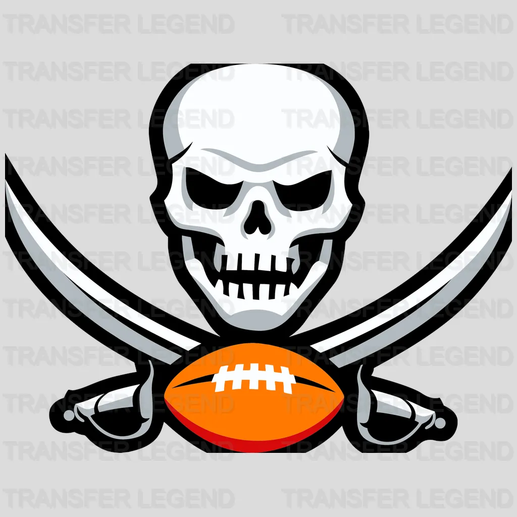 Tampa Bay Buccaneers Skull & Crossed Sabers Football Emblem NFL Design - DTF Heat Transfer