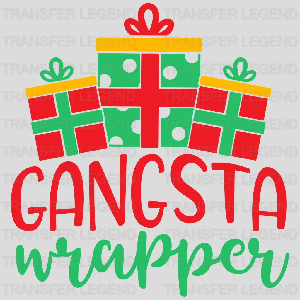 Christmas Gangsta Gift Wrapper Family Design - DTF heat transfer - transferlegend