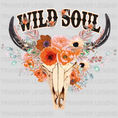 Wild Soul Skull Flowers DTF Transfer - transferlegend