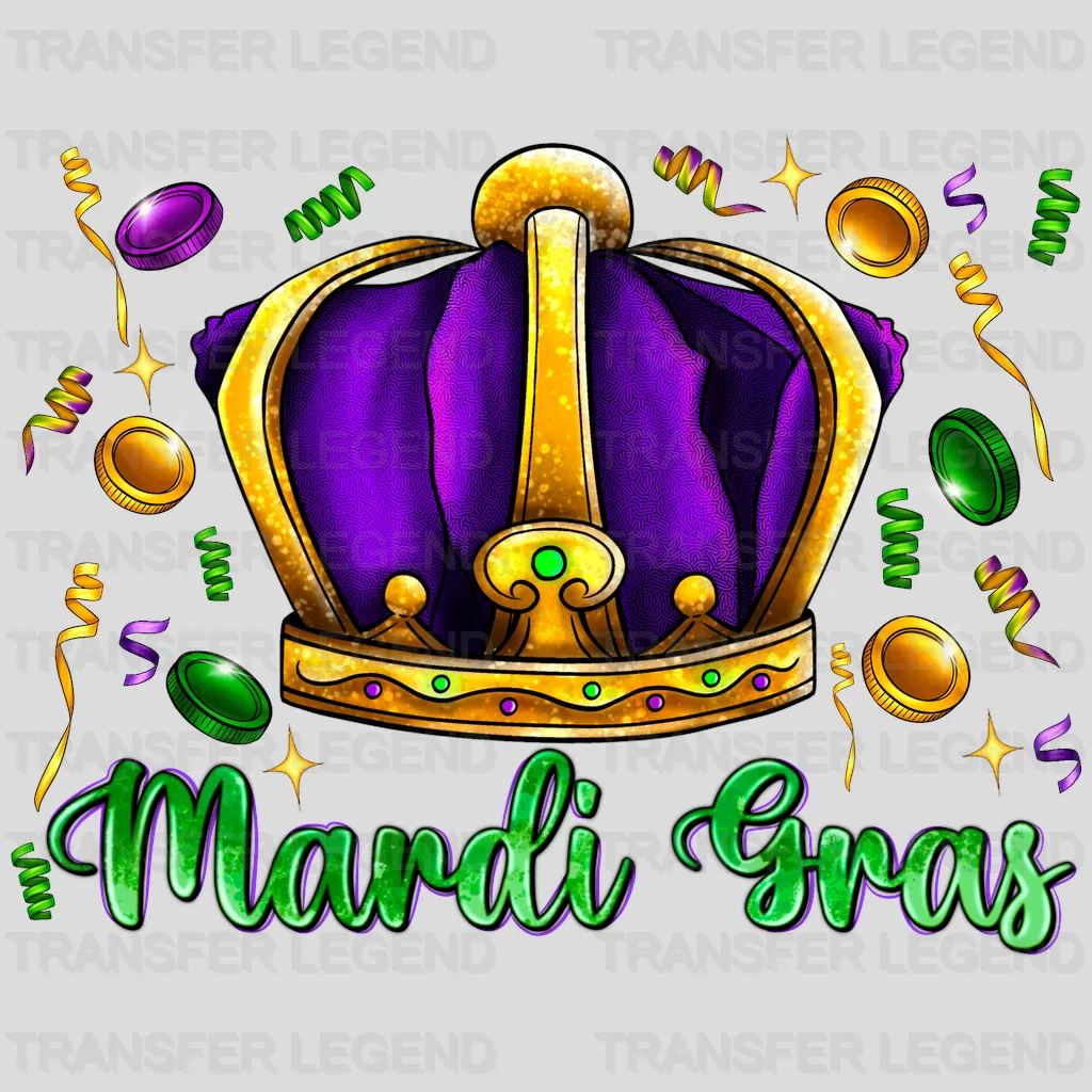 Crown Mardi Gras Design- Mardi Gras DTF heat transfer - transferlegend