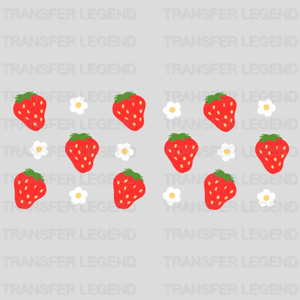 Strawberries And Flowers UV DTF Transfer Cup Wrap UV DTF Sticker - transferlegend