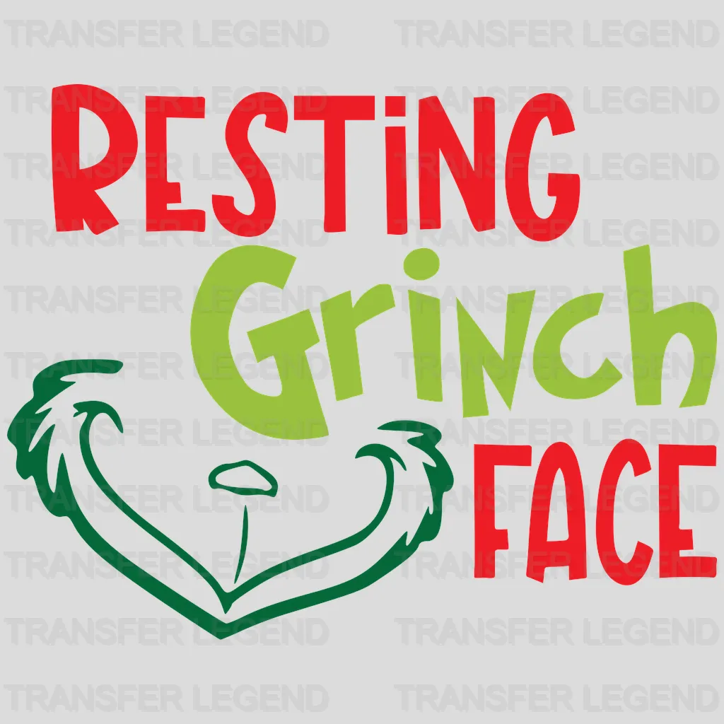 Resting Grinch Face Smiley Design, Christmas Design - DTF heat transfer - transferlegend