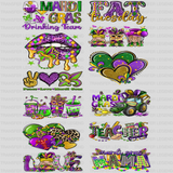 Mardi Gras Premade Gang sheet - 12 PCS 10 INCH - transferlegend