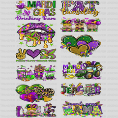 Mardi Gras Premade Gang sheet - 12 PCS 10 INCH - transferlegend