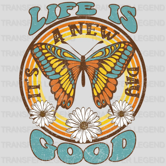 Life_Is A New Good Butterfly Retro Sublimation - Smiley Face - Retro - Travel - DTF heat transfer - transferlegend