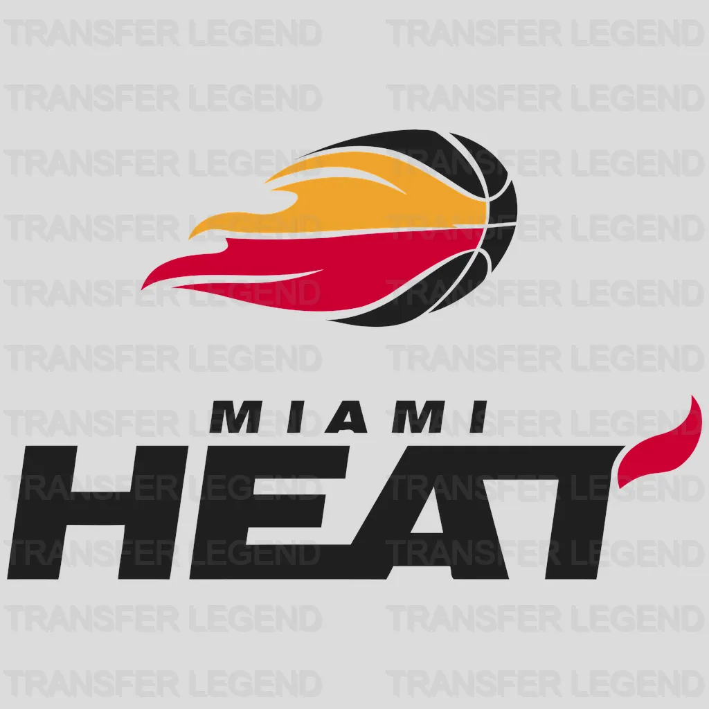 Miami Heat Speed Flame Swoosh with Grey “HEAT” Submark NBA Design - DTF Heat Transfer