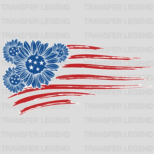 USA Flag Sunflower DTF Transfer - transferlegend