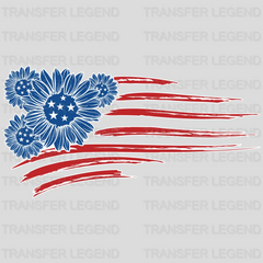 USA Flag Sunflower DTF Transfer - transferlegend