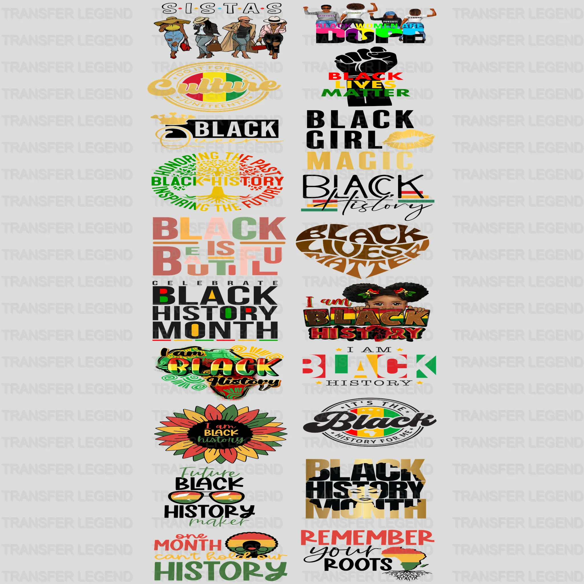 Black History Month-BLM Premade Gang sheet - 20 PCS 10 INCH - transferlegend