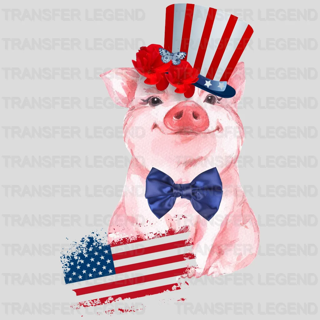 American Flag Bandana Pig DTF Transfer - transferlegend