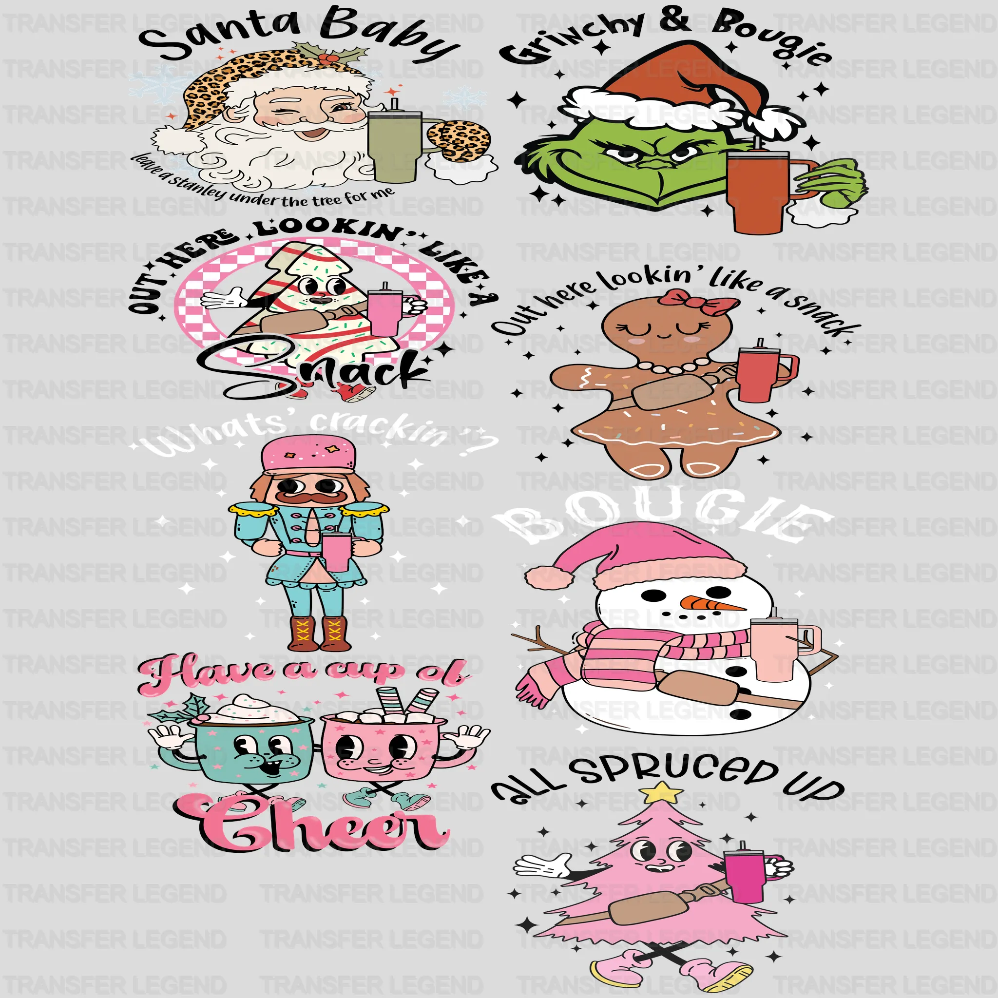 Christmas Premade Gang sheet-22X60-Christmas Cups Designs - transferlegend