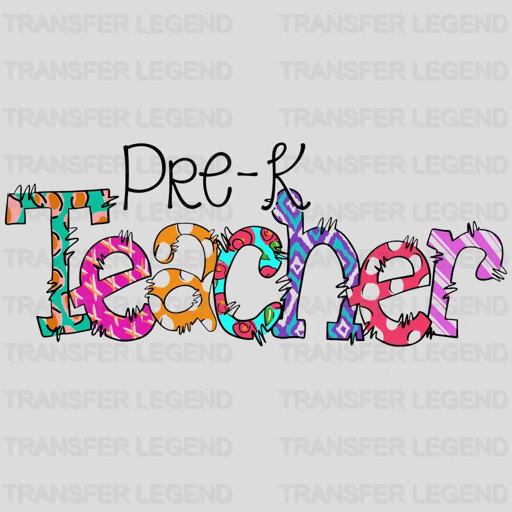 Pre-K Teacher 100 Days School Design - DTF heat transfer - transferlegend