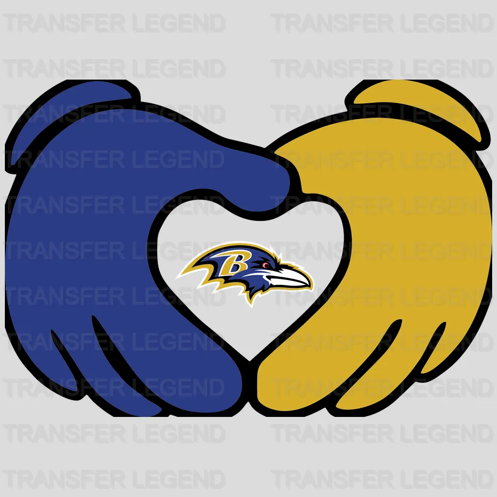 Baltimore Ravens Heart & Logo Emblem NFL Design - DTF Heat Transfer