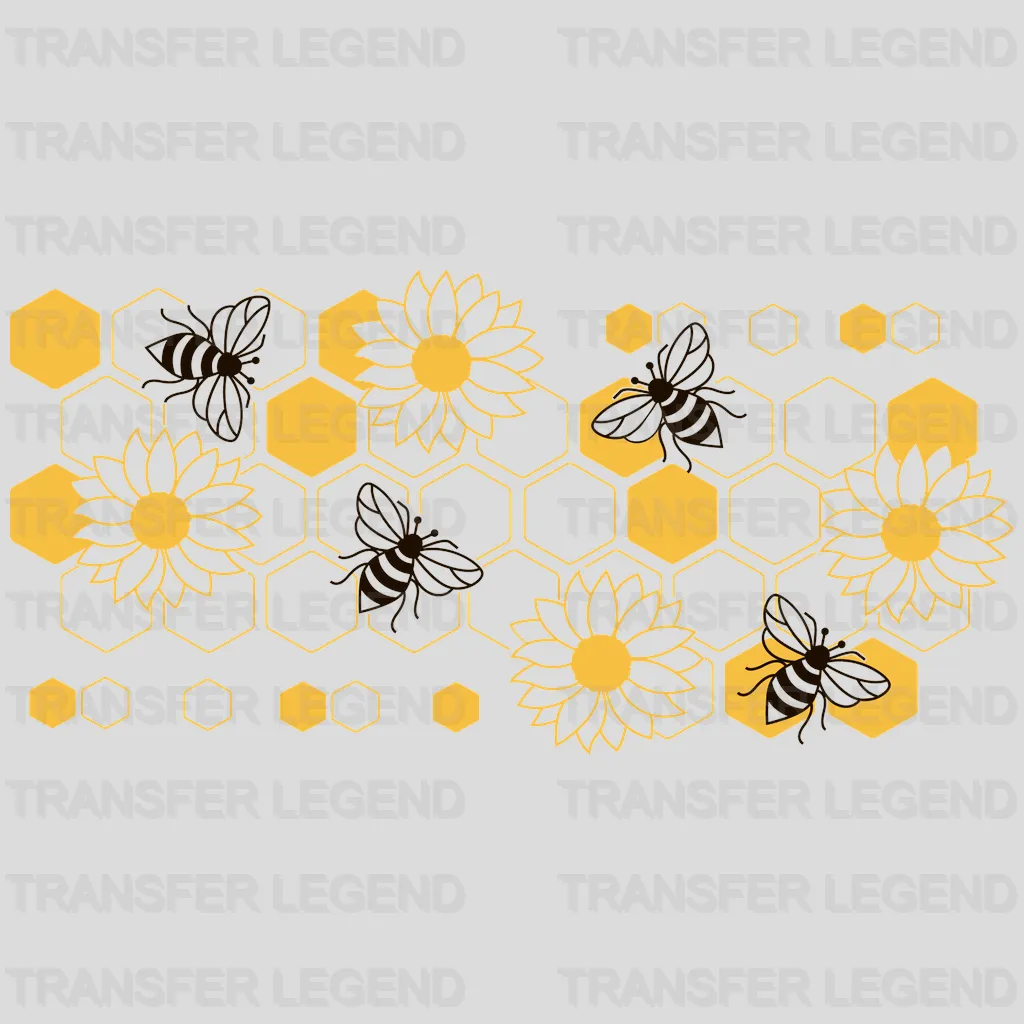 Bees And Flowers UV DTF Transfer Cup Wrap UV DTF Sticker - transferlegend