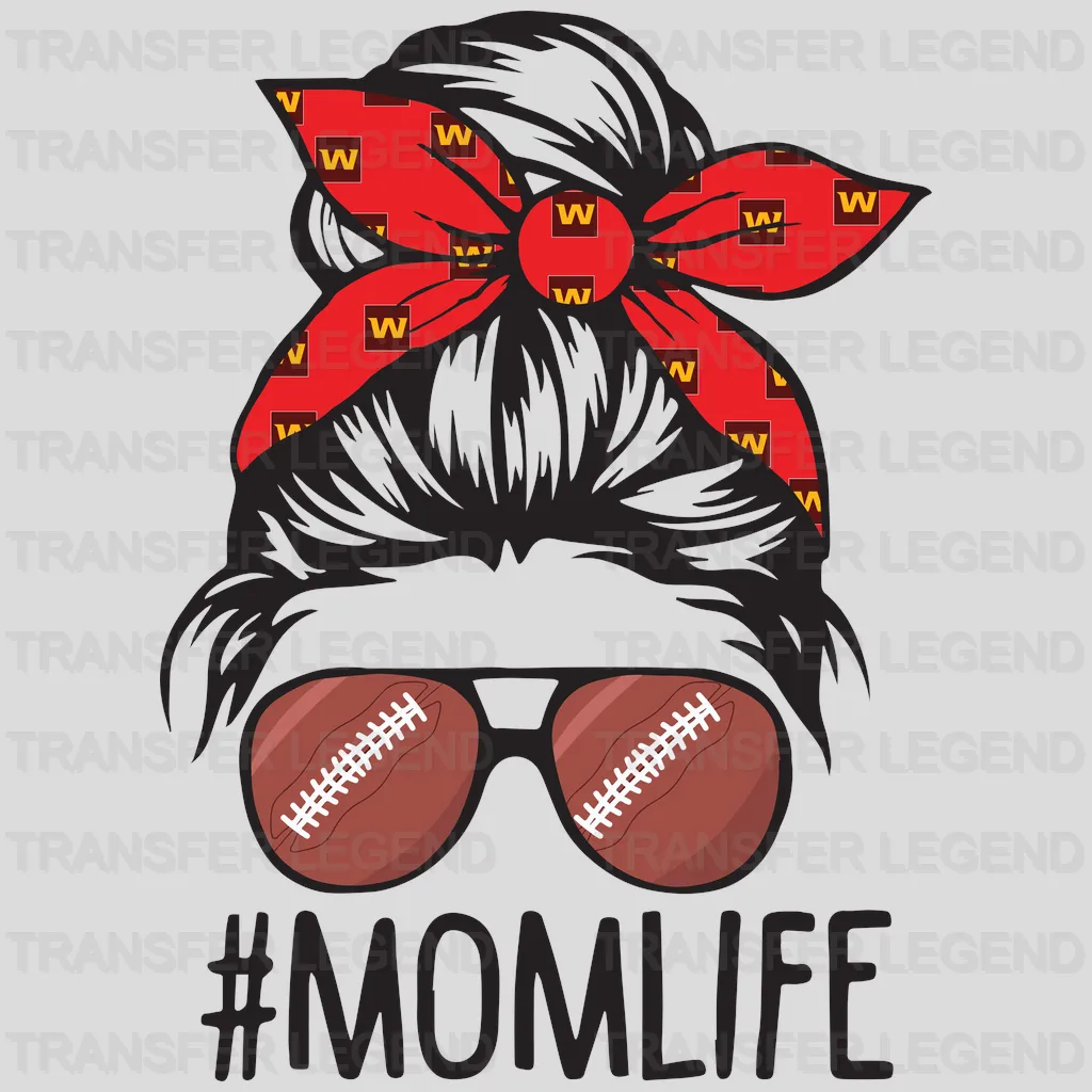 Washington Football Team Mom Life Bow Sunglasses with W NFL Design - DTF Heat Transfer
