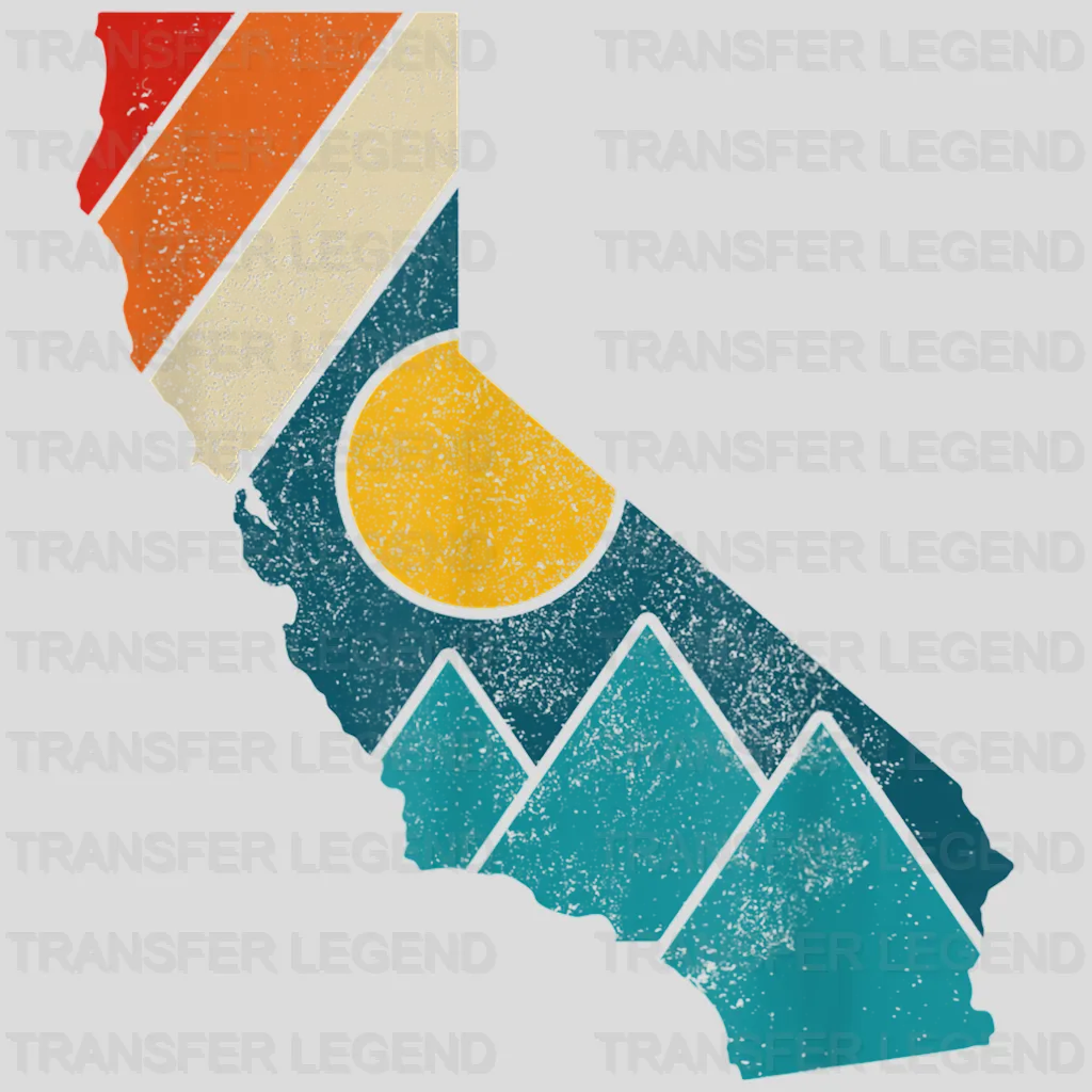 California State Map Vintage Mountains Design - DTF heat transfer - transferlegend