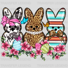 Easter Bunnies Floral Design - DTF heat transfer - transferlegend