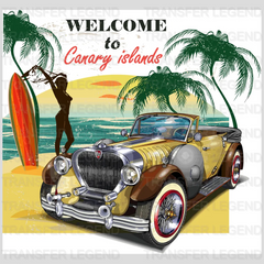 Cars Welcome To Canary Islands Clasic Car Designs - DTF Heat Transfer - transferlegend