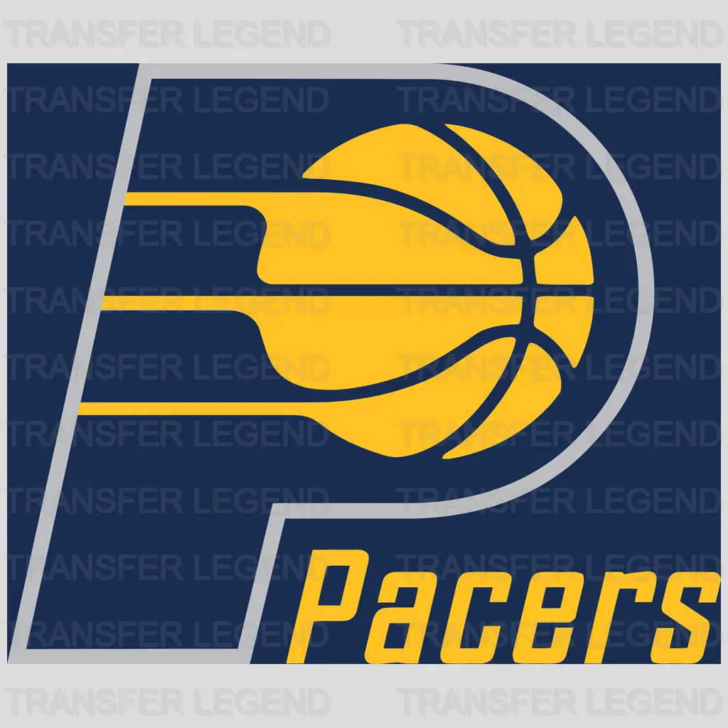 Indiana Pacers Alternate “P” Monogram with Pacers Wordmark NBA Design - DTF Heat Transfer